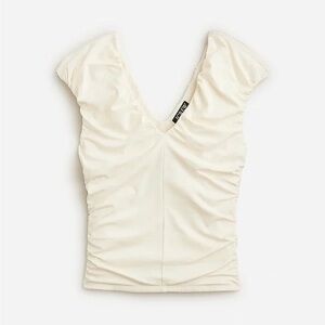 J.Crew Ivory Cotton V-Neck Short Sleeve Top Size M BNWT